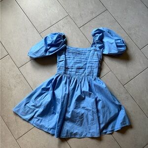 Abercrombie & Fitch Emerson Light Blue Smocked Bodice Mini Dress